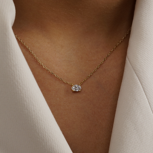 Tiny East-West Oval Necklace