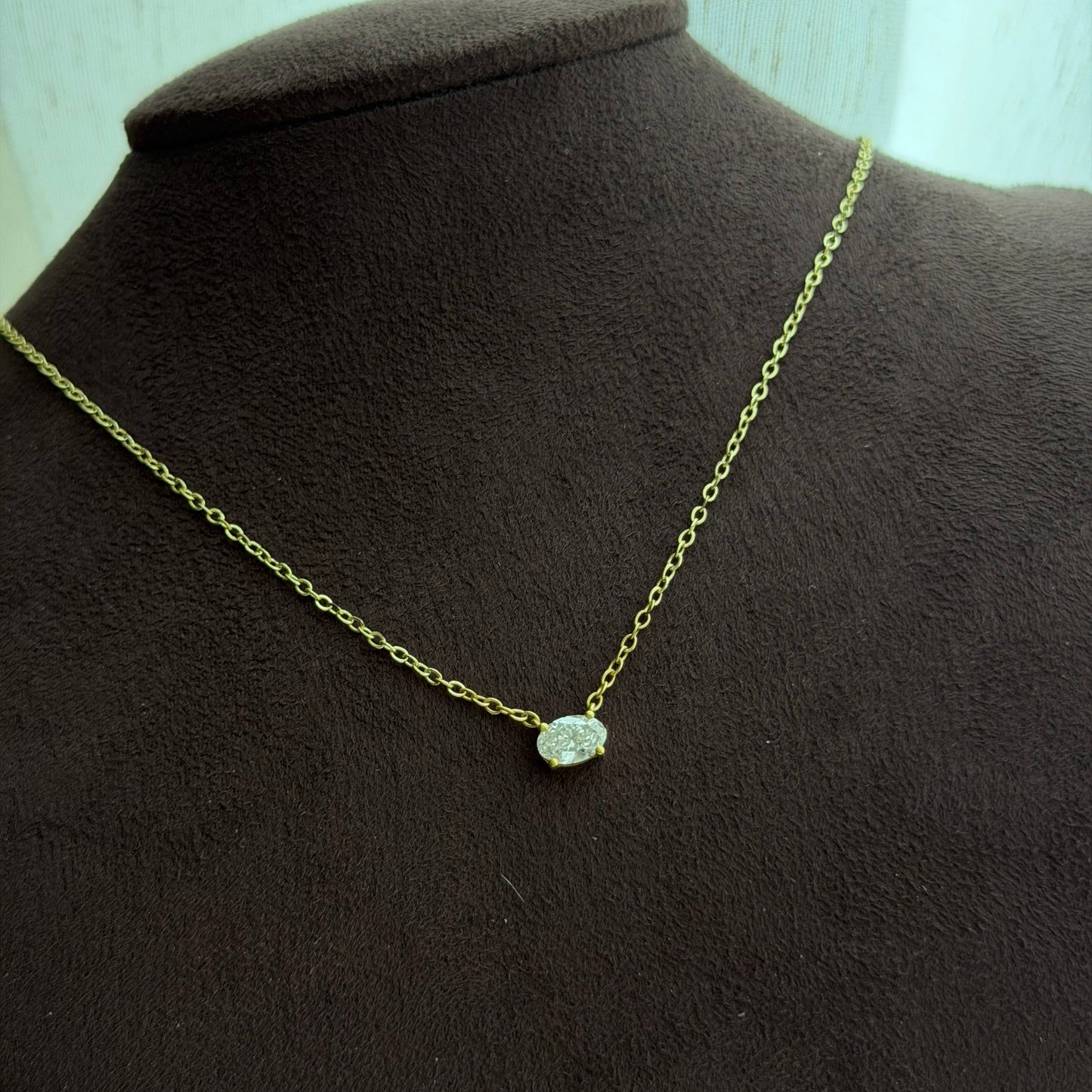 Tiny East-West Oval Necklace