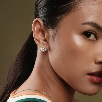 Halo Diamond Stud Earrings