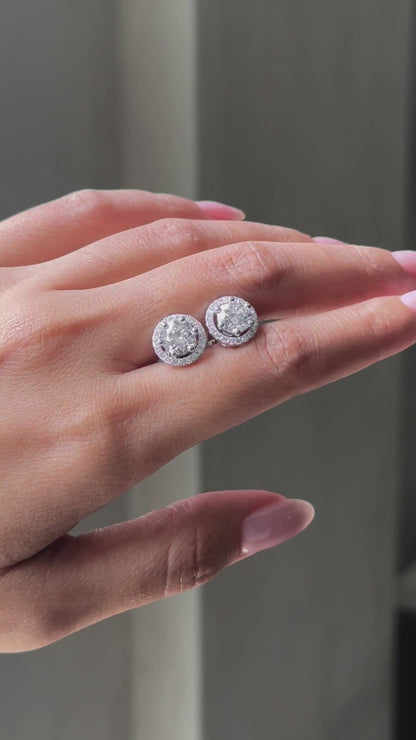 Halo Diamond Stud Earrings