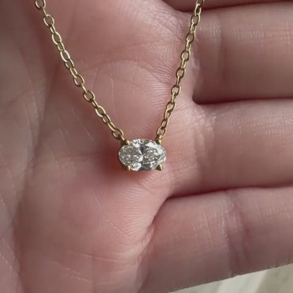 Tiny East-West Oval Necklace