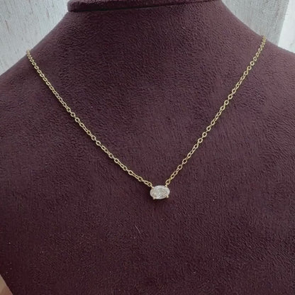 Tiny East-West Oval Necklace